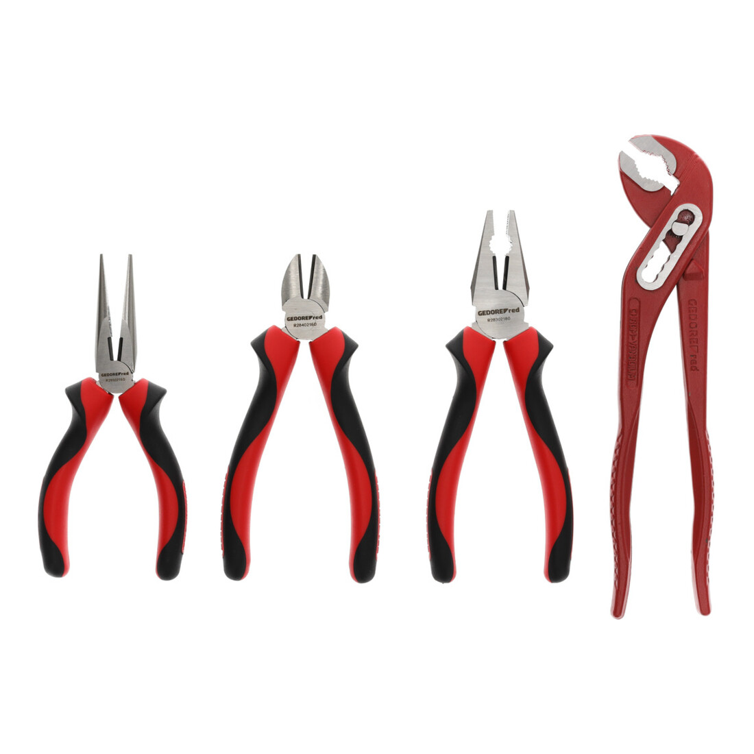 Gedore red Set de pinces, ensemble d’outils avec pince universelle/pince multiprise/pince plate ronde/tenaille, R22150018