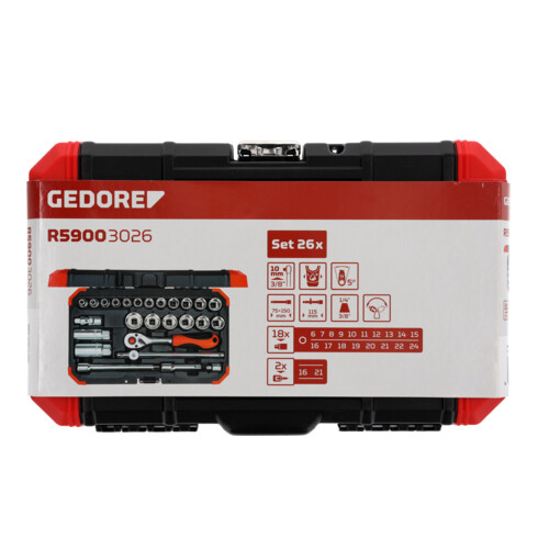 Gedore red Set di chiavi a bussola 3/8 apertura 6-24 mm 26 pz.