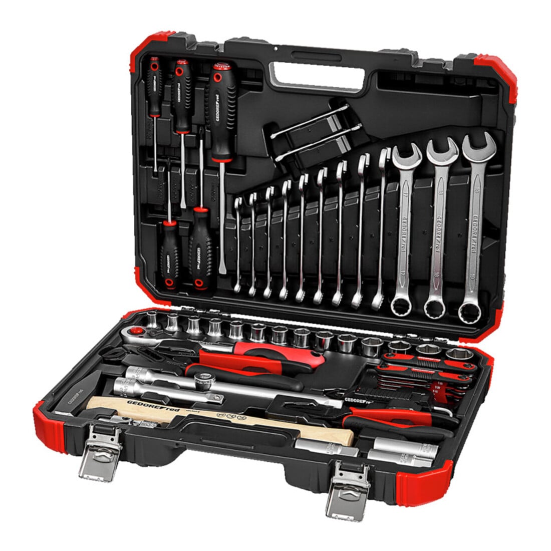 Gedore red Set di chiavi a bussola, 61 pezzi, 12 facce, 1/2 pollice, 4-13mm, utensili, cricchetto, martello, pinza, per auto, R69003061