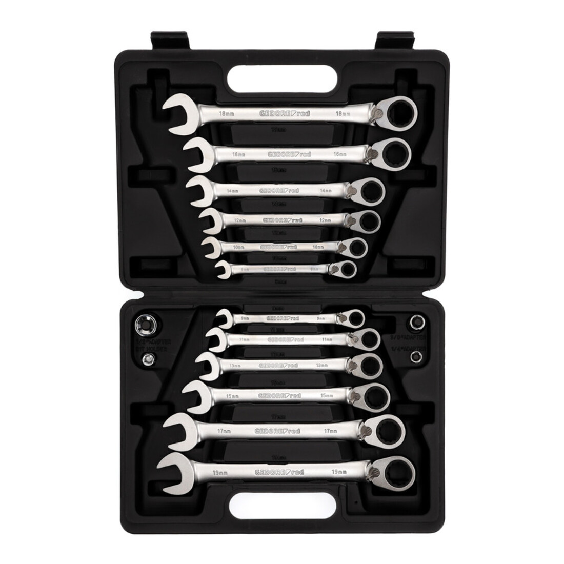 Gedore red Set di chiavi combinate a cricchetto, apertura 8 - 19 mm, 16 pezzi