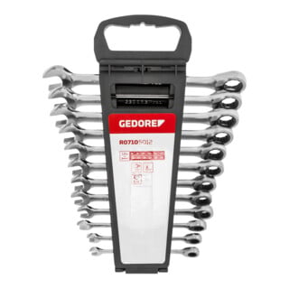 Gedore red Set di chiavi combinate a cricchetto con cricchetto, 12 pezzi, SW 8-19 mm, piatto, chiavi inglesi, R07105012