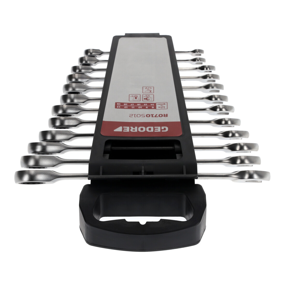 Gedore red Set di chiavi combinate a cricchetto con cricchetto, 12 pezzi, SW 8-19 mm, piatto, chiavi inglesi, R07105012