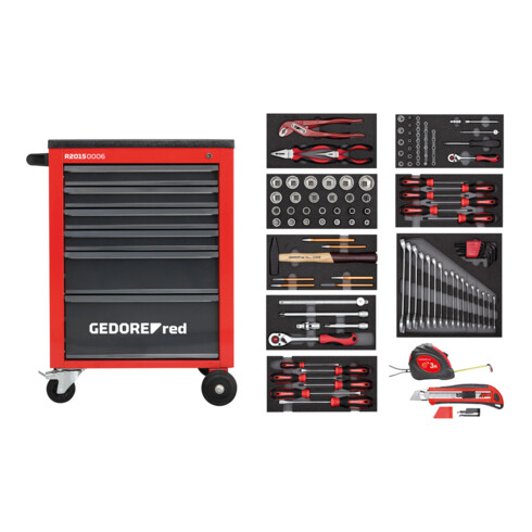 Gedore red Set di utensili MECHANIC in carrello per officina, rosso, 119 pezzi