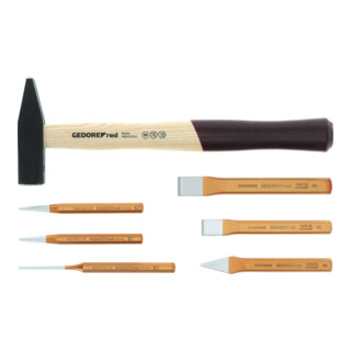 Gedore red Set marteau et burin 7 pièces, rempli, outil pour artisans, module mousse, R22150019