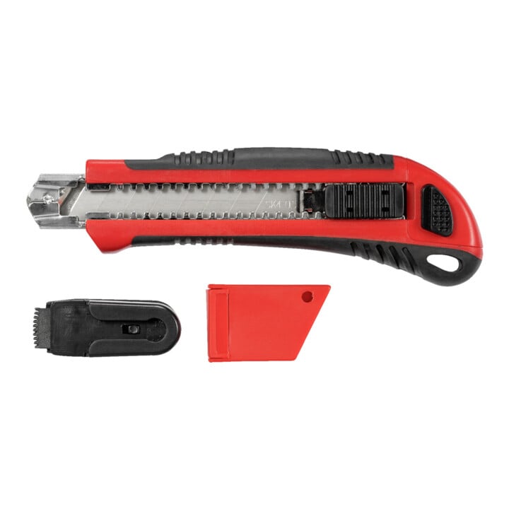 Gedore Red snijmes met 5 reservemesjes, 18 mm breed, afbreekmesjes, metaal, eenhandig, 175 mm lang, R93200018