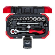Gedore red Steckschlüsselsatz, 16-teilig, Mit Umschaltknarre, Ratsche, Steckschlüssel, 1/4"