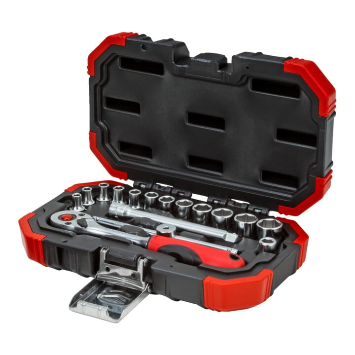 Gedore red Steckschlüsselsatz, 16-teilig, Mit Umschaltknarre, Ratsche, Steckschlüssel, 1/4"