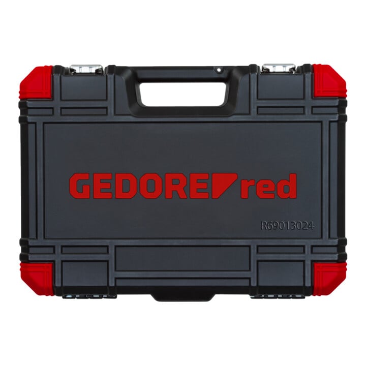 Gedore red Steckschlüsselsatz, 24-teilig, Mit Umschaltknarre, Ratsche, Steckschlüssel und Bitsatz, 1/2"