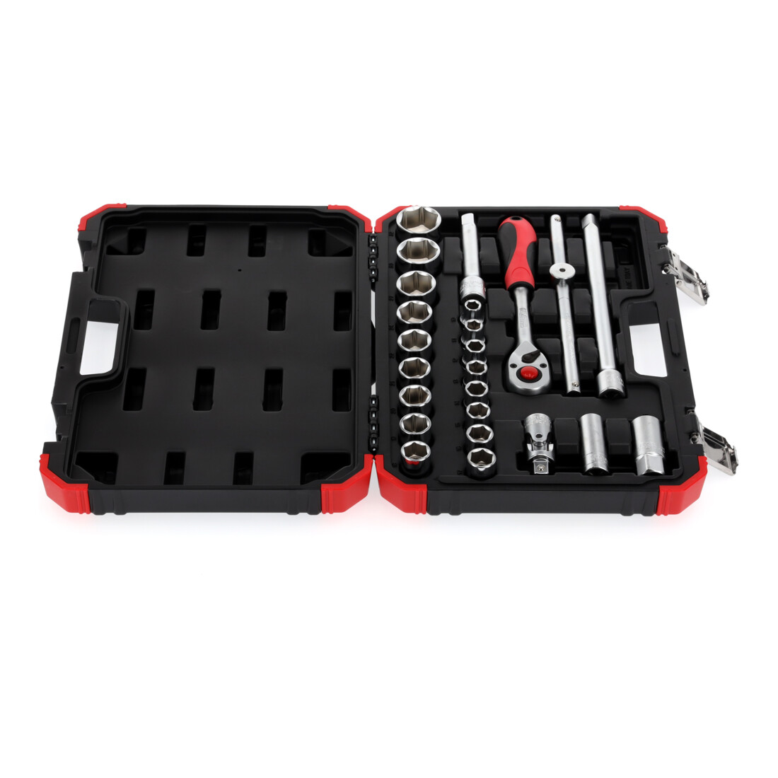 Gedore red Steckschlüsselsatz, 24-teilig, Mit Umschaltknarre, Ratsche, Steckschlüssel- und Zündkerzeneinsatz, 1/2"