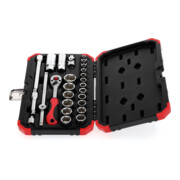 Gedore red Steckschlüsselsatz, 26-teilig, Mit Umschaltknarre, Ratsche, Steckschlüssel- und Zündkerzeneinsatz, 3/8"-2