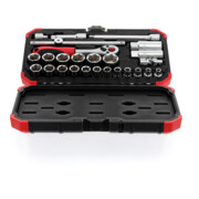 Gedore red Steckschlüsselsatz, 26-teilig, Mit Umschaltknarre, Ratsche, Steckschlüssel- und Zündkerzeneinsatz, 3/8"-4