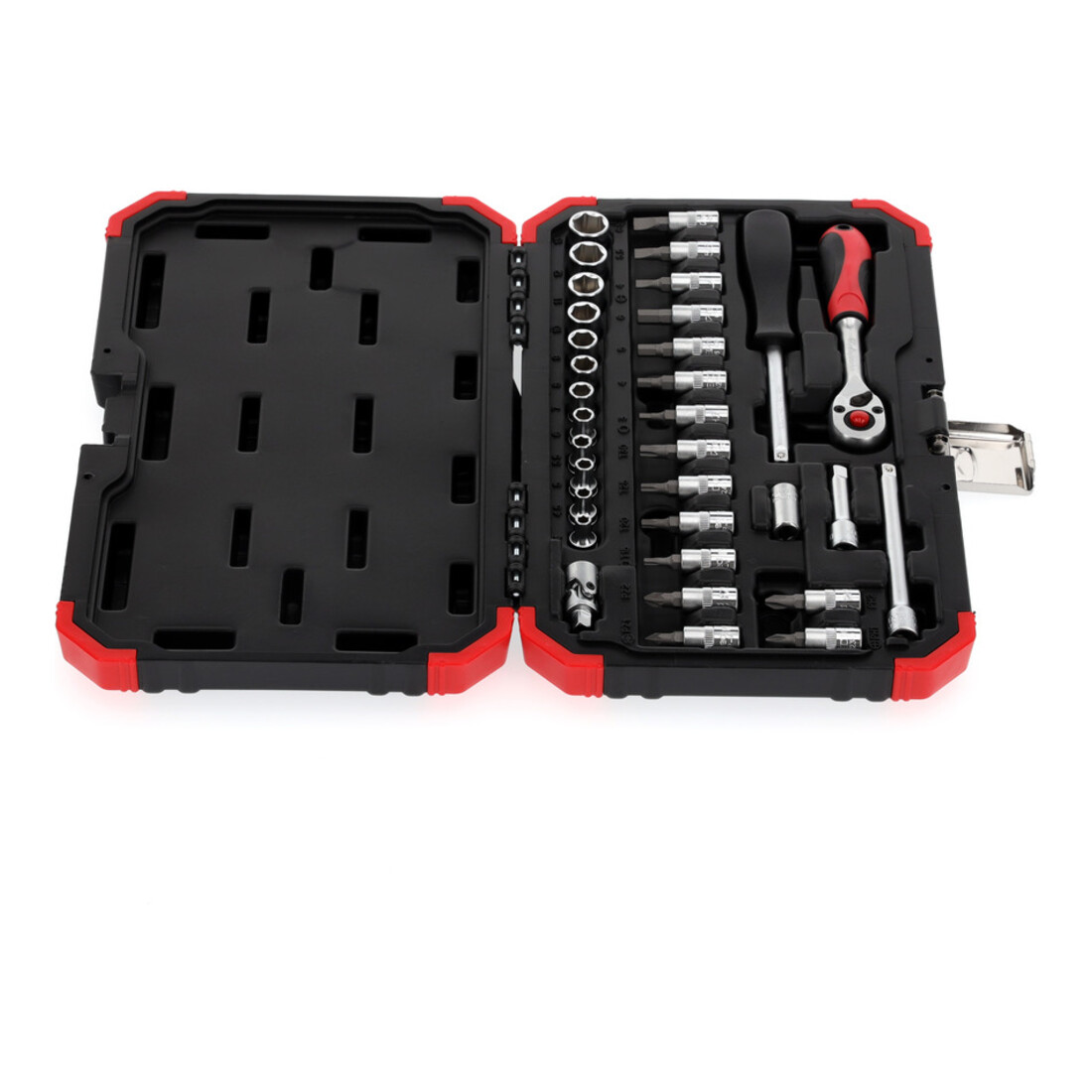 Gedore red Steckschlüsselsatz, 33-teilig, Mit Umschaltknarre, Ratsche, Steckschlüssel und Bitsatz, 1/4"