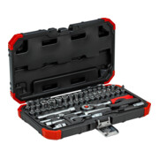 Gedore red Steckschlüsselsatz, 46-teilig, Mit Umschaltknarre, Ratsche, Steckschlüssel und Bitsatz, 1/4"-2