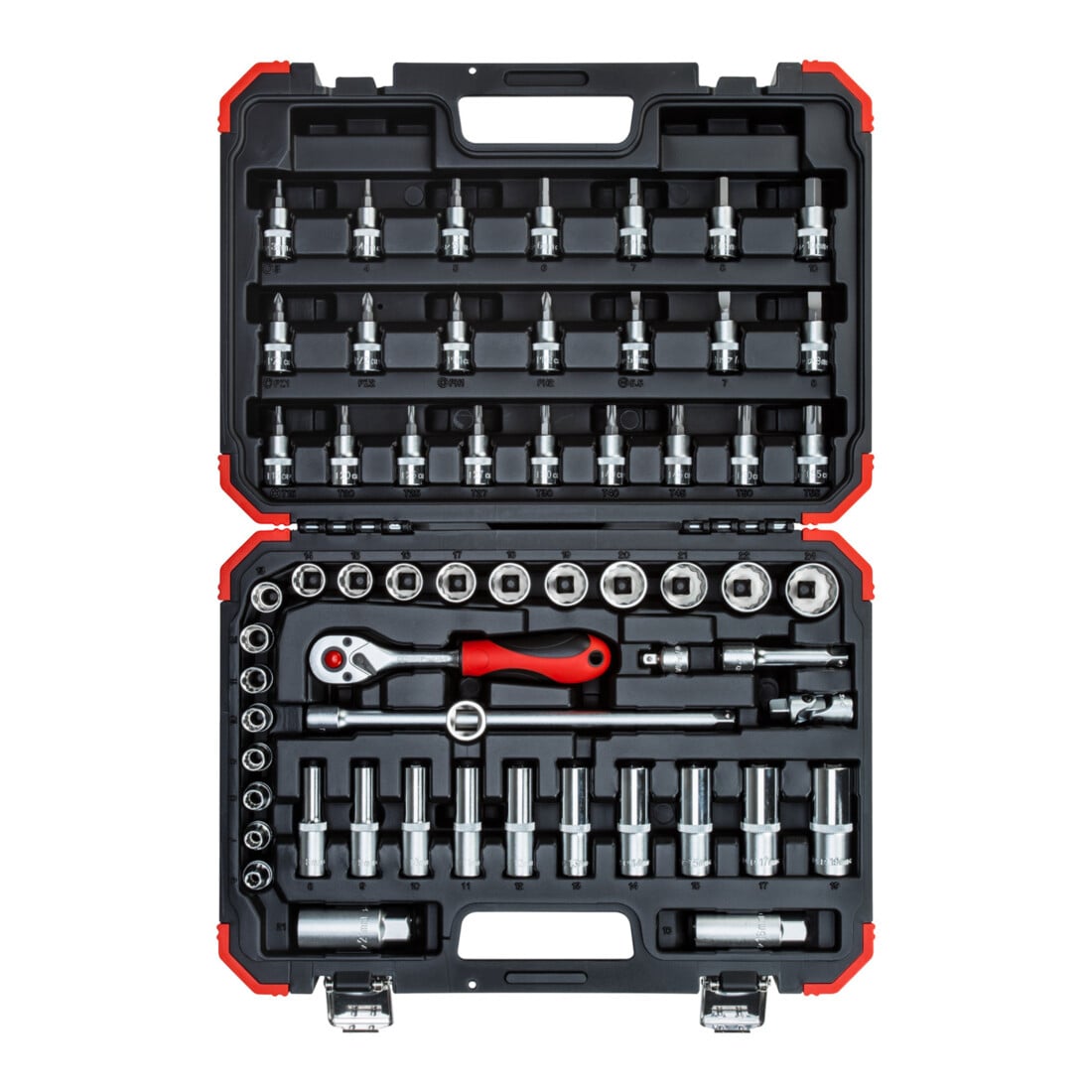 Gedore red Steckschlüsselsatz, 59-teilig, Mit Umschaltknarre, Ratsche, Steckschlüssel und Bitsatz, 3/8"