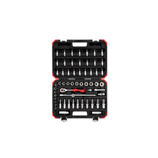 Gedore red Steckschlüsselsatz, 59-teilig, Mit Umschaltknarre, Ratsche, Steckschlüssel und Bitsatz, 3/8"