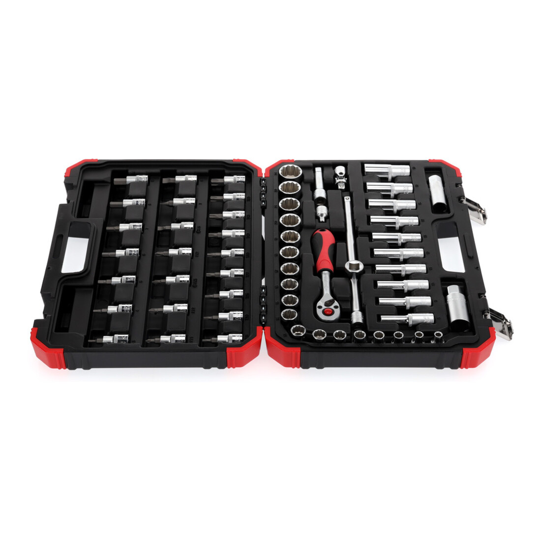 Gedore red Steckschlüsselsatz, 59-teilig, Mit Umschaltknarre, Ratsche, Steckschlüssel und Bitsatz, 3/8"