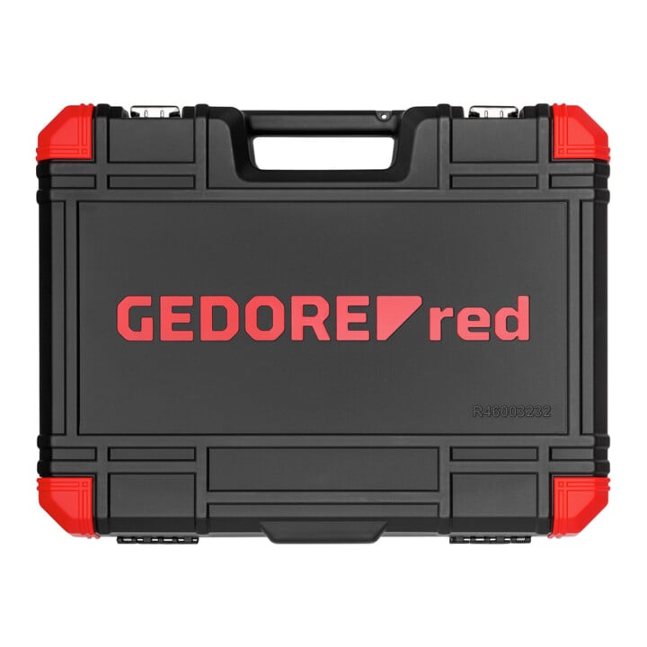 Gedore red Steckschlüsselsatz, Set 232tlg, 1/2 1/4 Zoll Antrieb, Adapter Werkzeug, Knarre Nüsse Bithalter Bits, R46003232