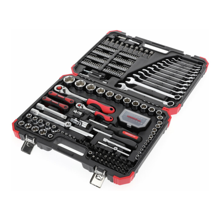 Gedore red Steckschlüsselsatz, Set 232tlg, 1/2 1/4 Zoll Antrieb, Adapter Werkzeug, Knarre Nüsse Bithalter Bits, R46003232