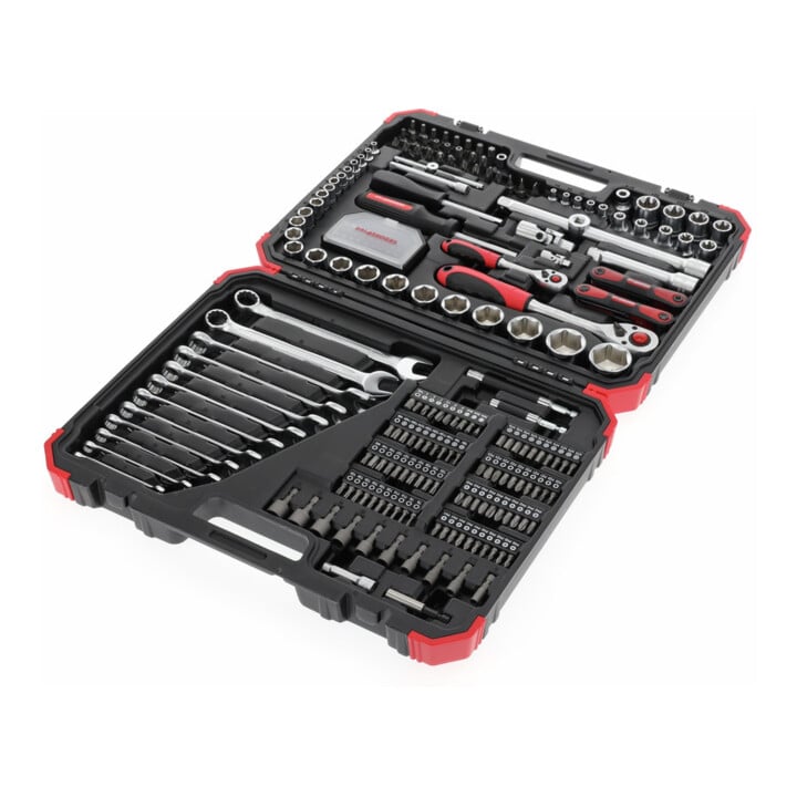Gedore red Steckschlüsselsatz, Set 232tlg, 1/2 1/4 Zoll Antrieb, Adapter Werkzeug, Knarre Nüsse Bithalter Bits, R46003232