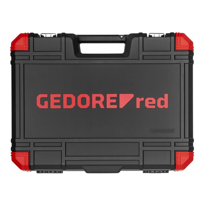 Gedore red Steckschlüsselsatz, Set 97tlg, 1/2 1/4 Zoll Antrieb, Adapter Werkzeug, Knarre Nüsse Bithalter Bits, R46003097