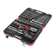Gedore red Steeksleutelset, set 232-dlg, 1/2 1/4 inch aandrijving, adapter gereedschap, ratel, doppen, bithouder, bits, R46003232