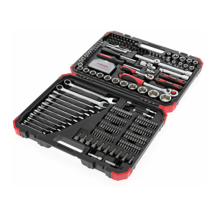 Gedore red Steeksleutelset, set 232-dlg, 1/2 1/4 inch aandrijving, adapter gereedschap, ratel, doppen, bithouder, bits, R46003232