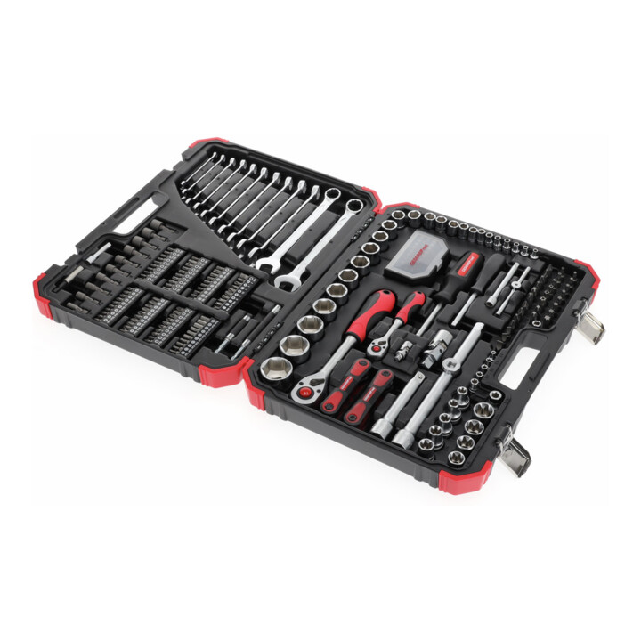 Gedore red Steeksleutelset, set 232-dlg, 1/2 1/4 inch aandrijving, adapter gereedschap, ratel, doppen, bithouder, bits, R46003232