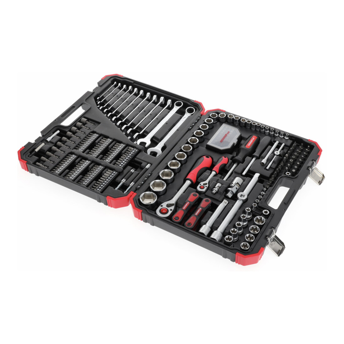 Gedore red Steeksleutelset, set 232-dlg, 1/2 1/4 inch aandrijving, adapter gereedschap, ratel, doppen, bithouder, bits, R46003232