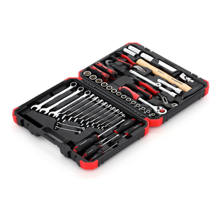 Gedore red Steeksleutelset, set 61-dlg, 12-kant, 1/2 inch, 4-13 mm, gereedschap, ratel hamer tang, voor auto, R69003061