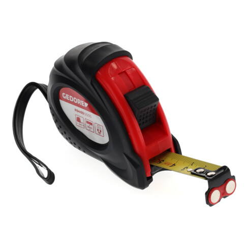 Gedore red Mètre ruban, 5 m, classe de précision II, magnétique, enrouleur automatique, avec clip métal, R94550005