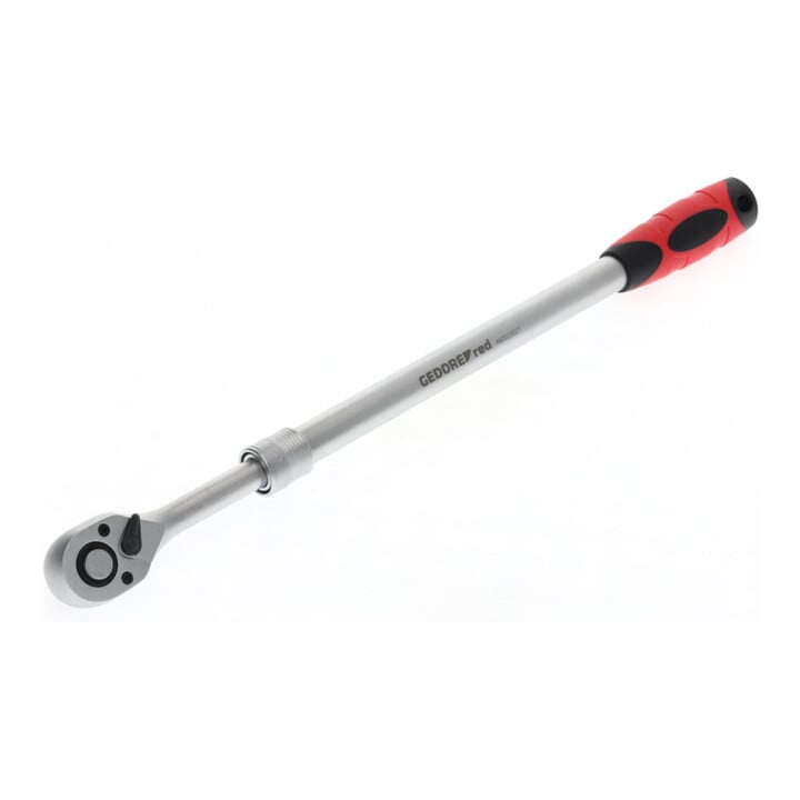 Gedore red Teleskopknarre, Umschaltbar, Mit Druckknopfauslösung, 1/2 Zoll, Ergonomischer 2K-Griff, Stahlrohr, Rot/Schwarz