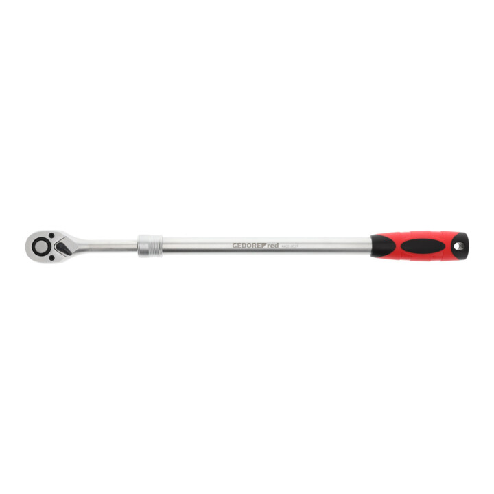 Gedore red Teleskopknarre, Umschaltbar, Mit Druckknopfauslösung, 1/2 Zoll, Ergonomischer 2K-Griff, Stahlrohr, Rot/Schwarz