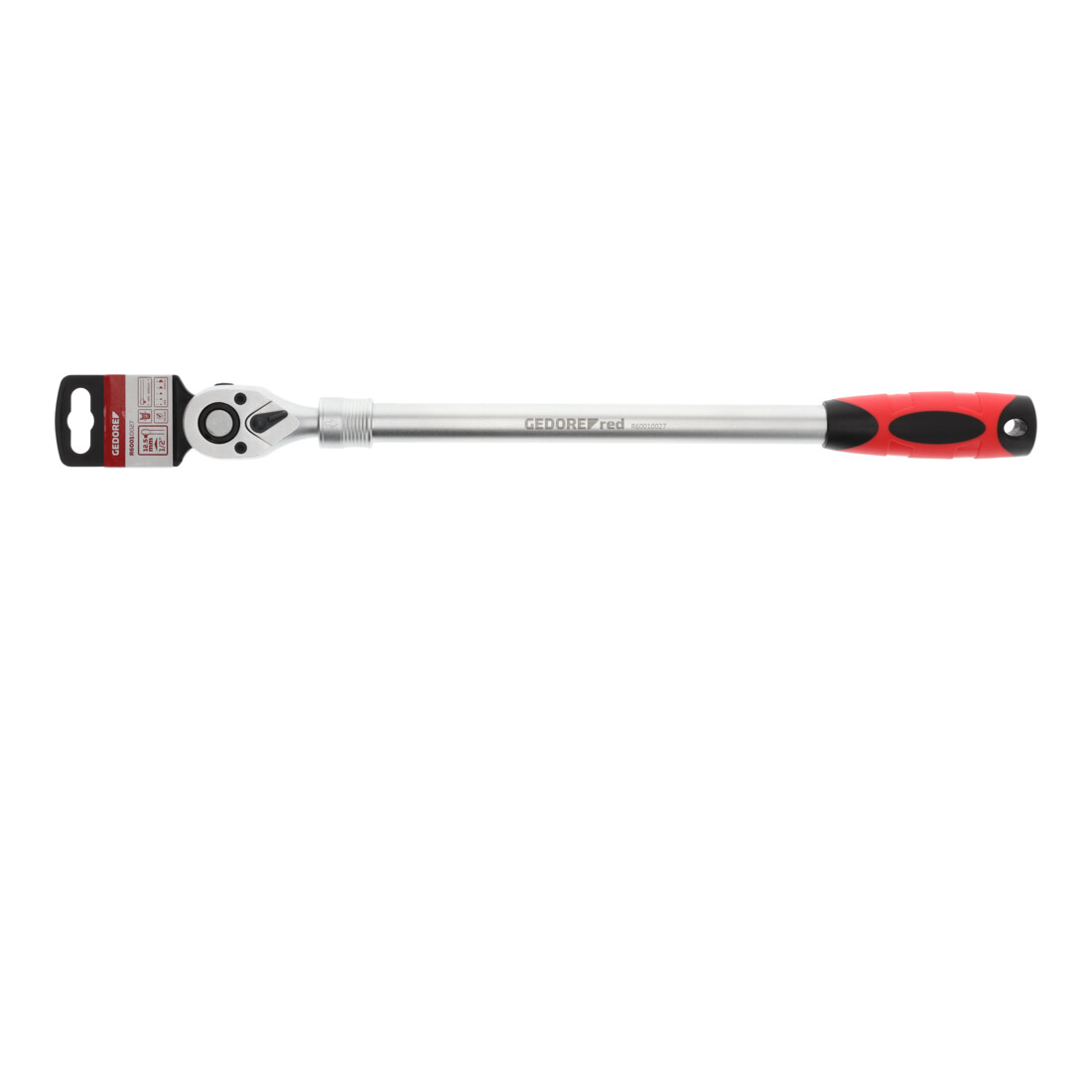 Gedore red Teleskopknarre, Umschaltbar, Mit Druckknopfauslösung, 1/2 Zoll, Ergonomischer 2K-Griff, Stahlrohr, Rot/Schwarz