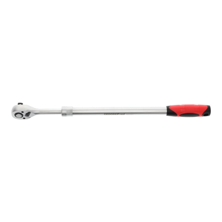 Gedore red Teleskopknarre, Umschaltbar, Mit Druckknopfauslösung, 1/2 Zoll, Ergonomischer 2K-Griff, Stahlrohr, Rot/Schwarz