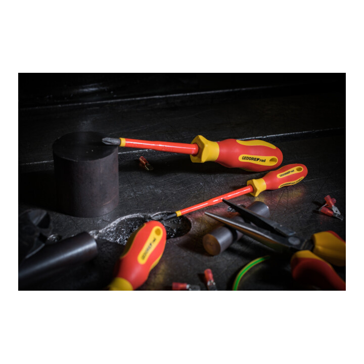 Gedore red VDE Schraubendreher Kreuzschlitz PZ2, Schraubenzieher 1000 V isoliert, Länge 210 mm, Werkzeug, R39300219 , Stahl
