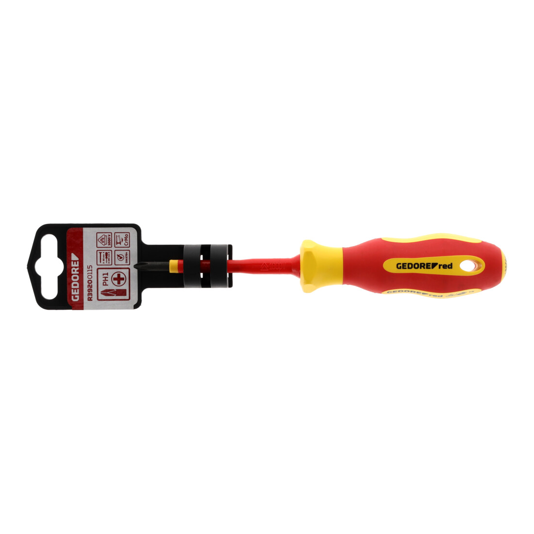 Gedore red VDE Tournevis cruciforme PH1, isolé 1000 V, longueur 180 mm, acier, R39200115