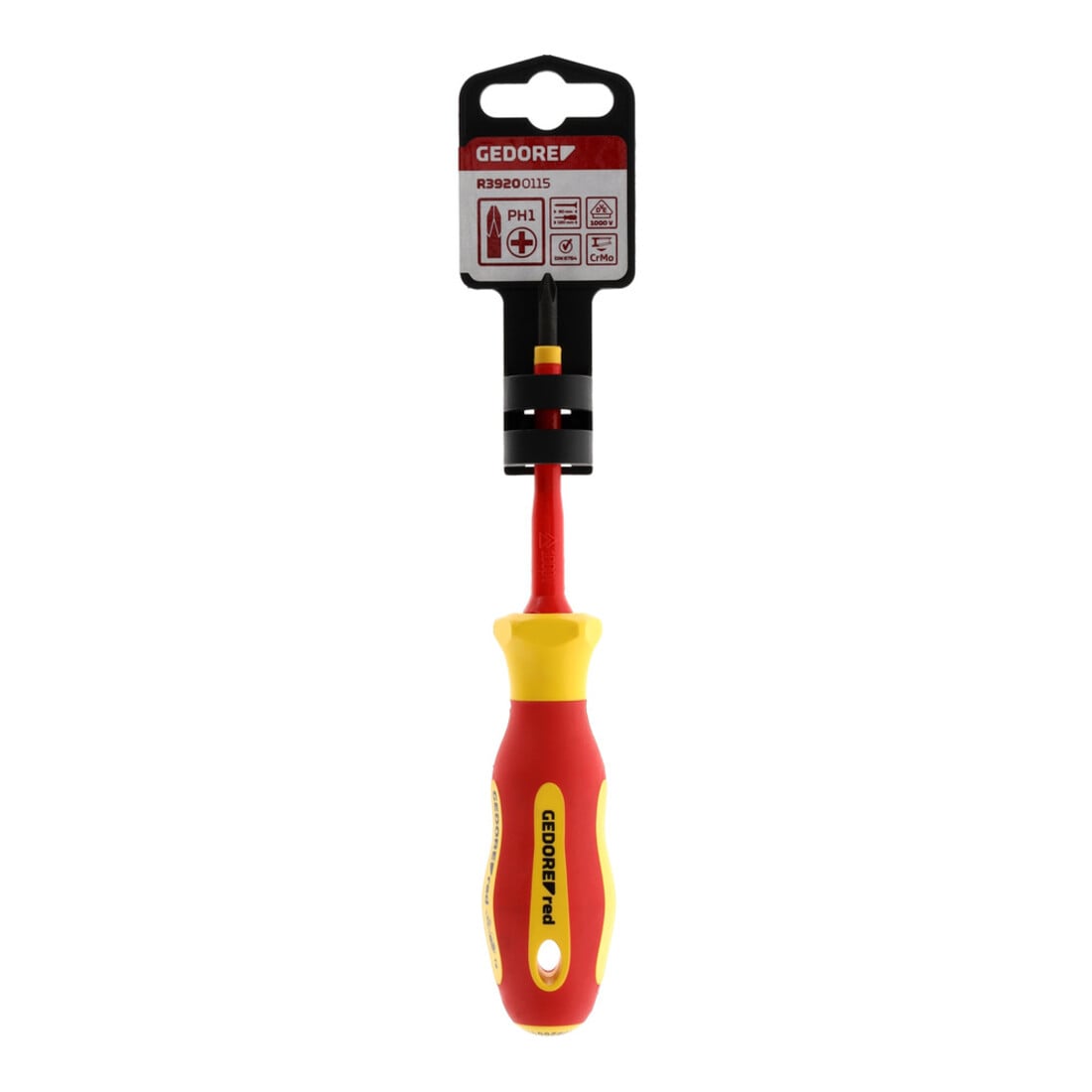 Gedore red VDE Tournevis cruciforme PH1, isolé 1000 V, longueur 180 mm, acier, R39200115