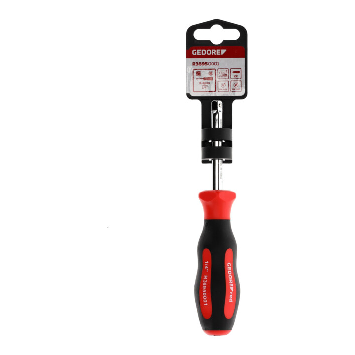 Gedore red Vierkant-Steckgriff, 1/4'' 6,3 mm Antrieb mit Innenvierkant im Griff, für Steckschlüsseleinsätze, R38950001