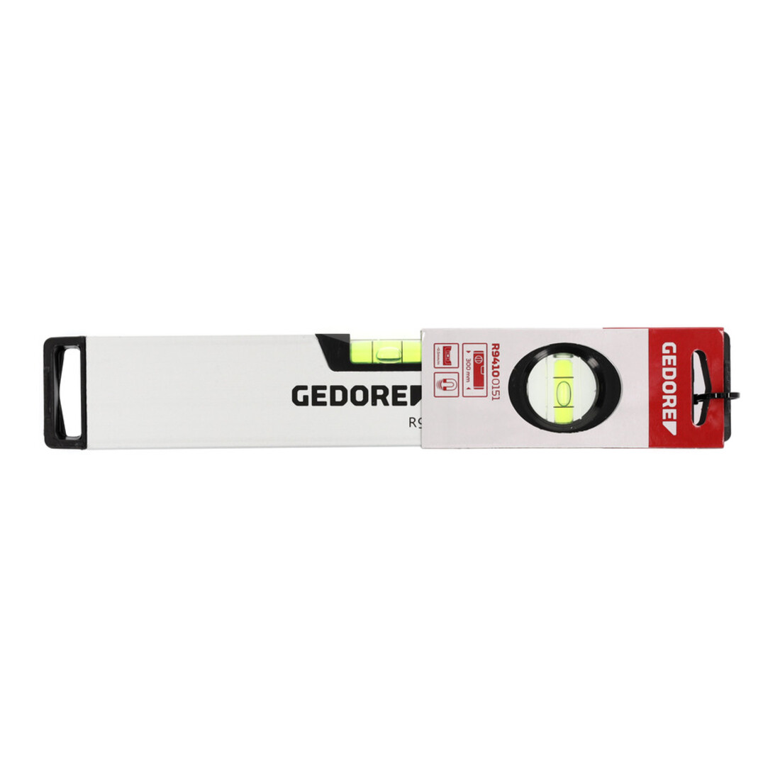 Gedore red Wasserwaage, magnetisch, 300 mm lang, mit Vertikal- und Horizontal-Libelle, Messgenauigkeit +/- 0,5 mm/m, R94100151