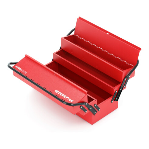 Gedore red Werkzeugkasten, 5 Fächer, groß, leer, Maße (LxBxH): 260x535x210 mm, rot, Stahlblech, Sortierbox, R20600073