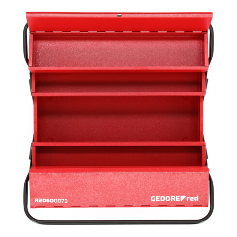 Gedore red Werkzeugkasten, 5 Fächer, groß, leer, Maße (LxBxH): 260x535x210 mm, rot, Stahlblech, Sortierbox, R20600073