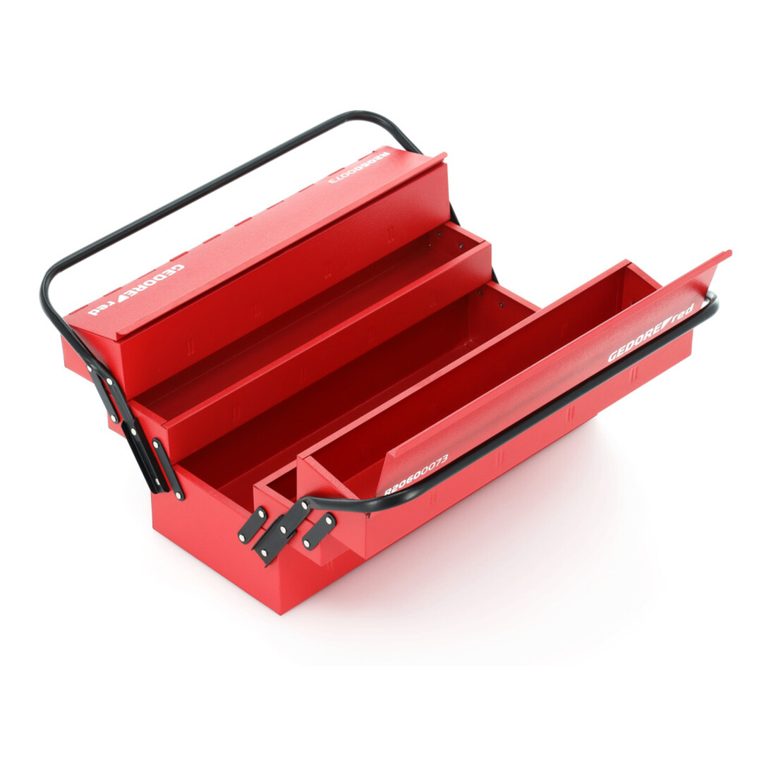 Gedore red Werkzeugkasten, 5 Fächer, groß, leer, Maße (LxBxH): 260x535x210 mm, rot, Stahlblech, Sortierbox, R20600073