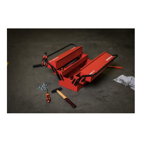 Gedore red Werkzeugkasten, 5 Fächer, groß, leer, Maße (LxBxH): 260x535x210 mm, rot, Stahlblech, Sortierbox, R20600073