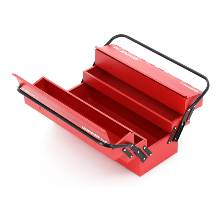 Gedore red Werkzeugkasten, 5 Fächer, groß, leer, Maße (LxBxH): 260x535x210 mm, rot, Stahlblech, Sortierbox, R20600073