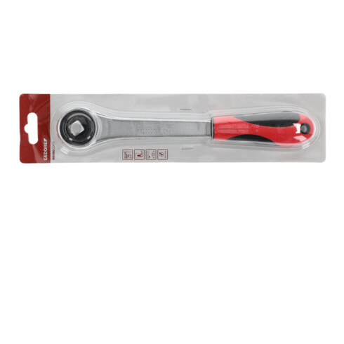 Gedore red Zahnradknarre mit ergonomischem 2K-Griff, Grobverzahnt mit 30 Zähnen, 1/2 Zoll, Rot/Schwarz