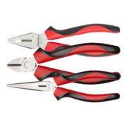 Gedore red Zangen-Satz, Werkzeug-Set mit Kombinationszange/Seitenschneider/Flachrundzange, R28002003-1