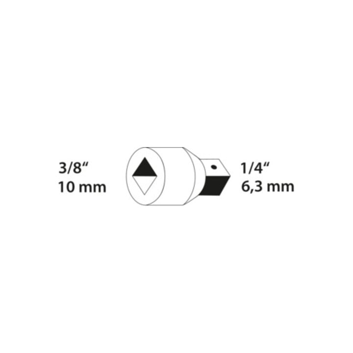 Gedore Reduzierstück, 3/8 Zoll auf 1/4 Zoll, Für handbetätigte Steckschlüsseleinsätze mit Vierkantantrieb, Kugelarretierung, Vanadium-Stahl 31CrV3