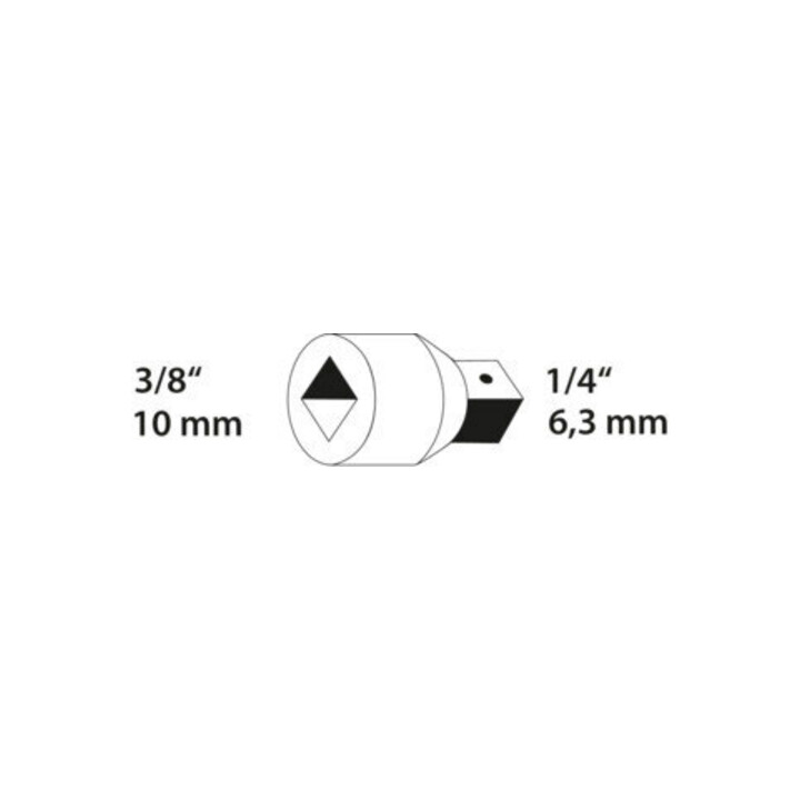 Gedore Reduzierstück, 3/8 Zoll auf 1/4 Zoll, Für handbetätigte Steckschlüsseleinsätze mit Vierkantantrieb, Kugelarretierung, Vanadium-Stahl 31CrV3
