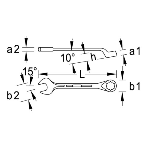 Gedore Ring-Maulschlüssel-Satz 12-teilig, 10-32 mm, Ringseite 10° gekröpft