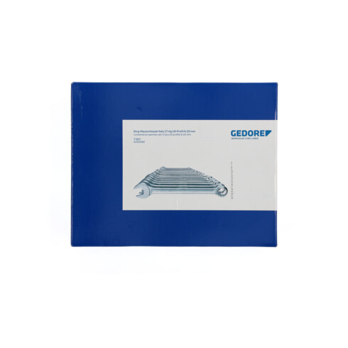 Gedore Ring-Maulschlüssel-Satz, 17-teilig, SW 6-22 mm, 15° abgewinkelt, 12-kant, UD-Profil, Schraubenschlüssel Set, 7-017